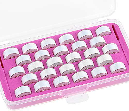New brothread 28pcs Weiß 60S/2 (90WT) Vorgewickelten Spulen Unterfaden Kunststoff Größe A SA156 für Stickerei und Nähmaschine DIY Stickgarn Nähgarn