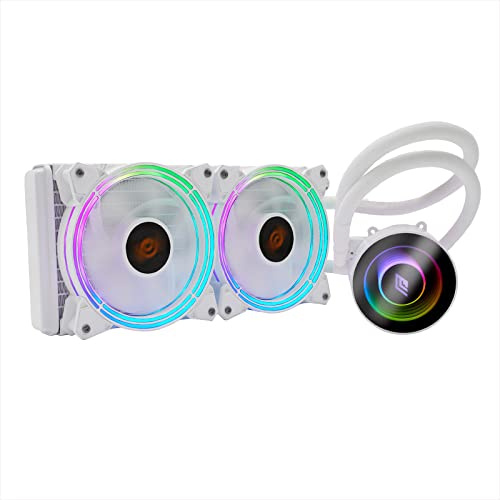 Noua Siberus TR241 ARGB Bianco, Raffreddamento a Liquido CPU, TDP 200W, Infinity Mirror, 2 Ventole PWM ARGB Silenziose, Universale LGA 1200 115x 1366 2066 AM5 AM4 AM3