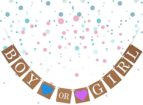 Banner di Ragazzo o Ragazza, Striscione Boy or Girl Banner Rivelazione di Genere Riutilizzabile di Carta Kraft Striscione per Baby Shower per Articoli per Feste Annuncio di Gravidanza