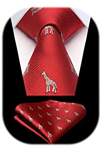 HISDERN Herren Krawatten Hochzeit Tiermuster Taschentuch Klassisch Business Krawatte und Einstecktuch Set