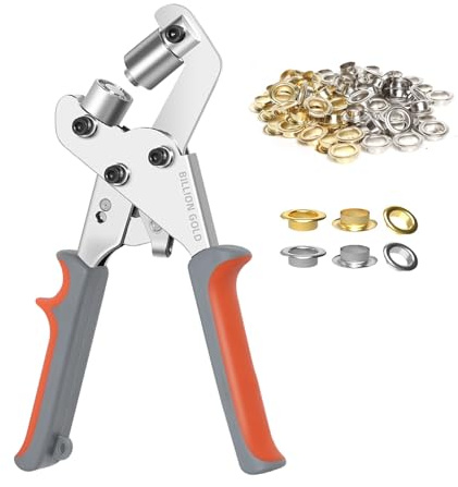 Grommet Tool Kit, BILLION GOLD 3/8 inch 500PCS Eyelets and Grommets, Tarp Grommet Kits for Canvas, Banners