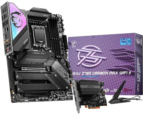 MSI MPG Z790 Carbon MAX WiFi II Mainboard, ATX - Unterstützt Intel Core Prozessoren der 14., 13. und 12. Generation - 105A SPS VRM, DDR5 Memory Boost 7800+MHz/OC, PCIe 5.0 x16 &, 1 x M.2 Gen5, 5G LAN