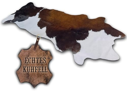 unendlich schoen Tapis en Peau de Vache véritable Petit, Tapis pour Salon, Couloir, entrée, Peau de Vache pour Petites Surfaces (Tricolore, 160 x 70 cm)