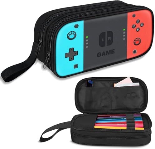 TILYTADLY Large Pencil Case for Boys - Boys Pencil Pouch with Zipper Compartments - Big Capacity Pen Box Gamer Pen Bag Organizer for Kids Teens School