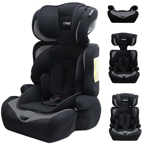 Cabino Kindersitz Gruppe 1/2/3 i-Size – ISOFIX Autokindersitz mitwachsend Grau, ab 9 kg bis 36 kg, ECE R129, seitlicher Aufprallschutz, 9 Monate bis 12 Jahre