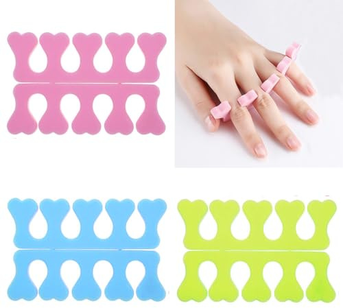 Fc'Noqgn 3 Paar Schwamm Zehentrenner, weicher Schaumstoff Fingerspreizer Set, Zehentrenner Fingertrenner, Spacer Pediküre Nagelwerkzeug