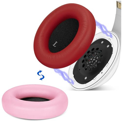 Geekria SNAP Kit di Sostituzione Cuscinetti per Cuffie Beats Studio Pro, Cuscinetti Magnetici Easy-Switch, Sostituisce i Cuscinetti in Pochi Secondi, Parti di Riparazione (Rosa+Rosso)