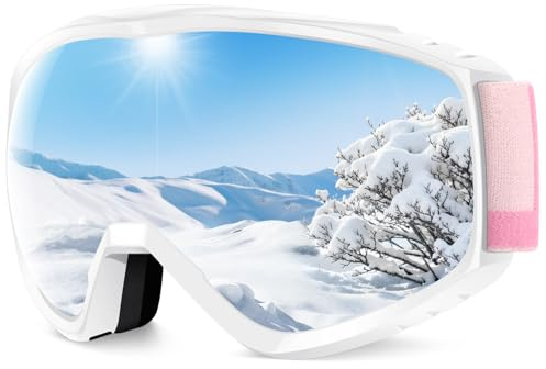 Findway Ski Goggles For Women Men Youth Teen, Snowboarding Goggles Over Glasses Compatible Helmet, Anti-fog UV Protection, Anti-glare Skiing Goggle Pink For Skiing Snowboarding
