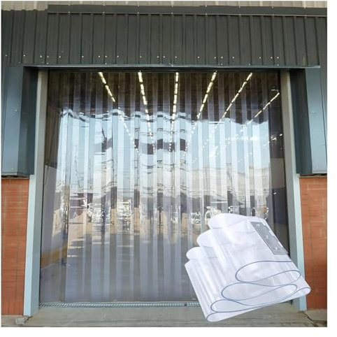 DTVEW Streifenvorhang Aus PVC-Kunststoff, 2mm Transparenter Streifenvorhang, Isolierte Vorhänge Innentrennvorhang, Dekorativer Türvorhang(0.9x2.3m/3x7.5ft)