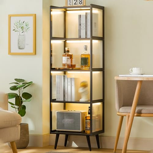 GLMGBP Glasvitrinen, transparente Vitrine, staubdichte Schutzvitrine, Acrylvitrine, Vitrinen für Sammlerstücke, Kleiner Platzbedarf (Größe: 16,5 x 12,6 x 53,5 Zoll/42 x 32 x 136 cm)