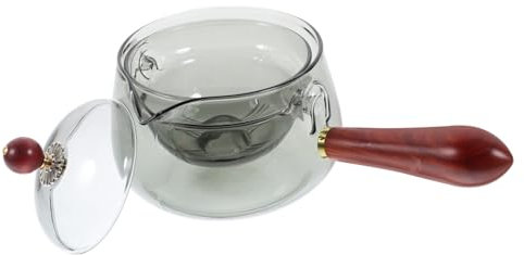 Ciieeo Glass Teapot Rotation Tea Maker Wooden Handle for Gongfu Teapot for Loose Tea Brewing