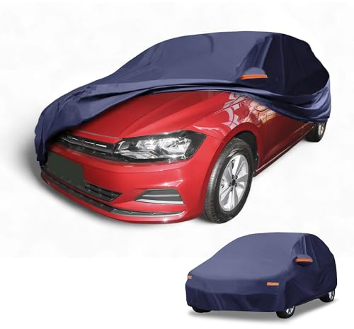 Partuto 190T-PU Universal Waterproof Car Cover for Hatchback Up to 163in | All-Weather Universal, Right Side Zipper, Navy Blue, Durable Outdoor Protection