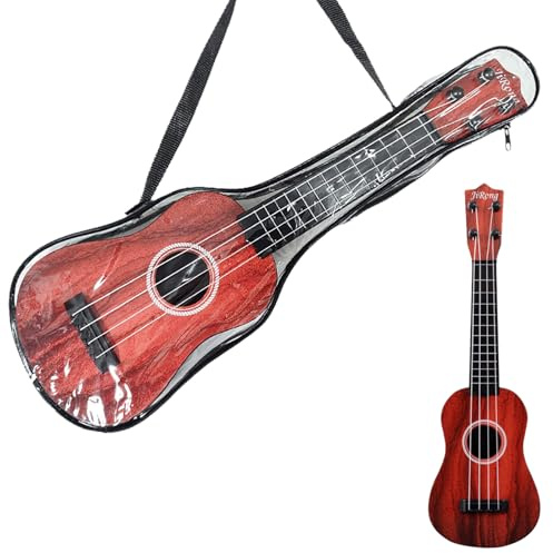 PLUSHCEWT Kinder Gitarre Ukulele Instrumente, 42cm Akustische Spielzeuggitarre mit 4 Verstellbaren Saiten, Kinder Spielzeug Musikalische Ukulele Gitarre Kinder Gitarre Cartoon Mini Kindergitar (Rot)