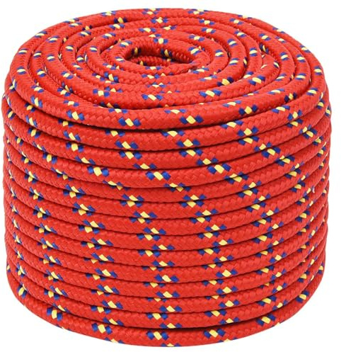 Homgoday Corde de bateau en polypropylène rouge 12 mm 100 m, corde marine, corde d'ancre flottante pour bateau, amarre, ligne de ressort pour kayak, canoë, remorque, ligne cordes et cordes métalliques