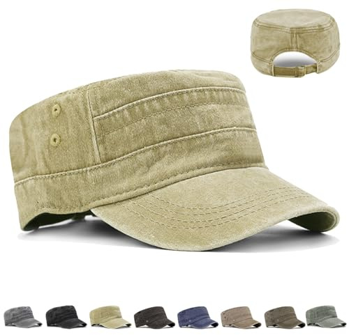 CWENDANER Klassische Premium Army Cap Military Style Cap, Vintage Washed Modische Militärmütze, Unisex Army Cap, Einfarbig, Einheitsgröße Baseball Cap