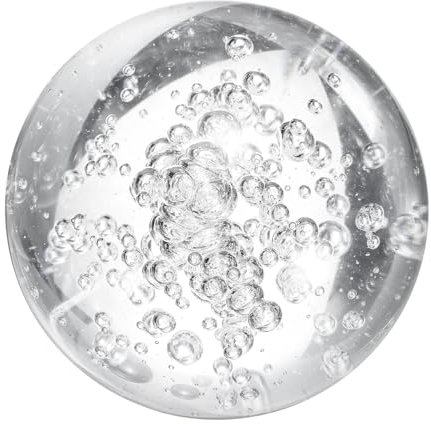 sourcing map 80mm/3.1 Crystal Sphere Ball Bubble Glass Solid Decorative Sphere Crystal Ball Prop Ornament for Feng Shui Divination Fortune Telling Tabletop Fountain Decoration, Clear