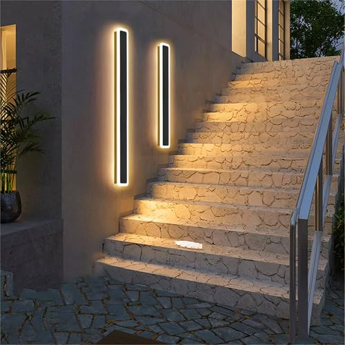 Lightasea Outdoor Wall Lights, 100CM LED Black Long Wall Sconce IP65 Waterproof Outside Lights Rectangular Wall Lighting 3000K 30W Aluminum Exterior/Indoor Wall Light for Garden Villa Porch Terraces