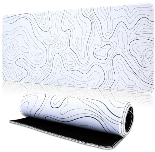 TOPWAYS Large White Mouse Mat Mouse Pad Keyboard Mat