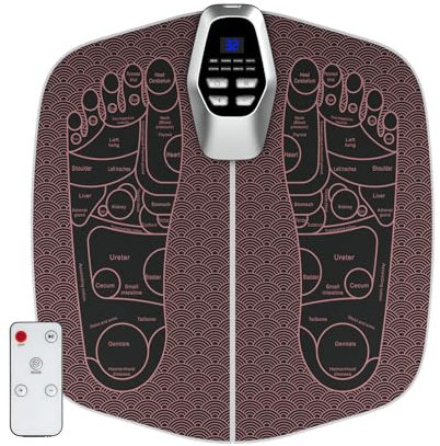 Fußmassagematte, EMS-Fußmassagegerät für Durchblutung und Schmerzlinderung, faltbares Fuß- und Wadenmassagegerät mit 8 Modi und 32 Intensitätsstufen Tiefenmuskelaktivierung (Starburst Schwarz)