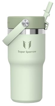 Sparrow Termosmugg med Sugrör 620ml – Vattenflaska Termosflaska Tumbler Bil | Termos Resemugg Rostfritt Stål, Läckagesäker BPA-fri, Dubbelväggig, Varm och Kall, Diskmaskinssäker, Handtag, Mugghållare