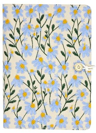 LIMEQKI Journal Intime A5 Pour Adultes, Carnet De Notes, Couverture En Tissu à Petites Marguerites Avec 90 Pages Vierges Pour Diary, Carnet De Voyage, Gratitude, Travail, école, Recettes (Gris)