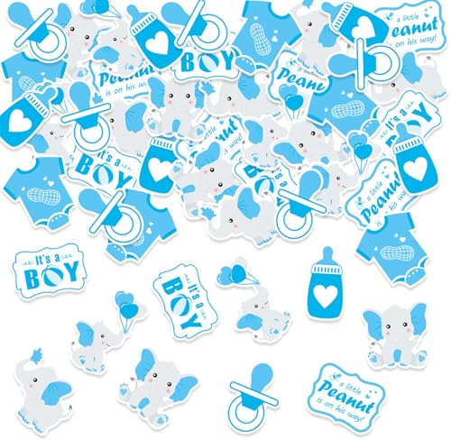 ParPix 100 Stück Blau Baby Shower Deko Konfetti, Groß 6cm Babyparty Tischdeko, Confetti Babyparty Deko Junge, Babyshowerparty Streudeko, Taufe Konfetti, Babyshower Streudeko,Tischdeko Babyparty