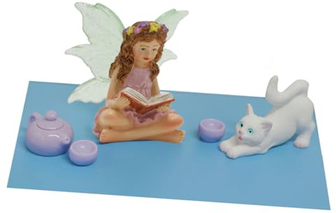 BESTonZON 1 Set Garden Cat Fairy Resin Sculpture Cat Adornment Tea Cup Decor for Outdoor Indoor Landscaping Unique Whimsical Home Decoration