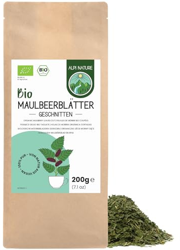 Alpi Nature Morera Infusión Orgánica 200g, bio Hojas de Morera Secadas y Cortadas, Té Suelto