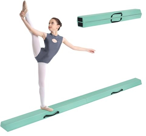 LN COZY CORNER 7FT 2.1M Folding Gymnastics Balance Beam High Density EVA Foam for Kids Gymnastics Equipment for Home Girls, Non-Slip Suede Surface for Training, Beginner to Pro (Green)