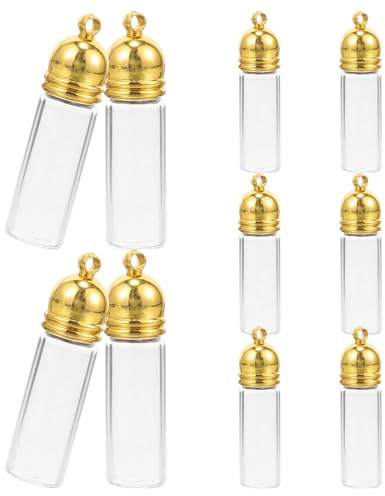 DEARMAMY Mini Bouteilles en Verre Transparent Bouchon Or Facile à Transporter Lot de 10 pour DIY et Décoration Artisanale