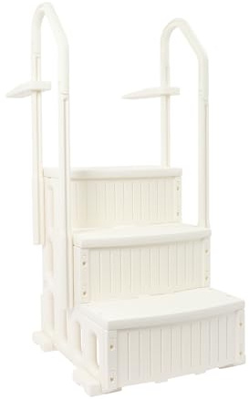 rutschfeste Poolleiter Kunststoff-Pooltreppe mit Handläufen, 3 rutschfesten Stufen, Whirlpoolstufe 181.44 kg Tragkraft, Schwimmbadtreppe für Einbaupools, Terrasse, Haus, Innen, Außen