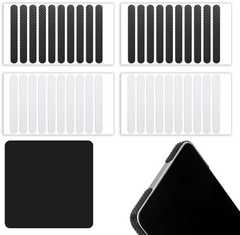 42 Pcs Cell Phone Grip Tape, Universal Rubber Non Slip Phone Grip Tape Adhesive Side Stickers, Anti Slip Bumper Frame Grippy Pads for Smartphone Tablet Case