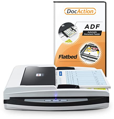 Plustek PL4080 - Scanner versatile ad alta velocità, pianale + ADF tutto in uno. con alimentatore per documenti da 50 fogli e scansione piatta formato A4 Design speciale per documenti multipiegati.
