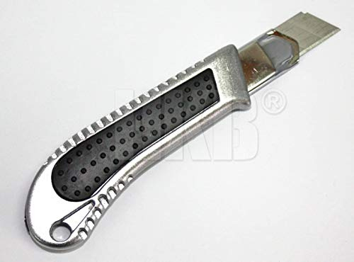 HKB ® 5 Stück Cuttermesser Profiqualität, Zinkdruckguss mit Stahl, für 18mm Abbrech-Klingen, einfache Handhabung, schneller Klingenwechsel, robust für Dauereinsatz, Hersteller HKB, Artikel-Nr. 50056