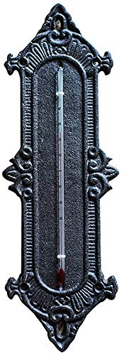 Sungmor Heavy Duty Cast Iron Wall Mounted Thermometer - Home Garden Decorative Wall Hanging Temperature Gauge - Vintage Style Indoor Outdoor Wall Plaque