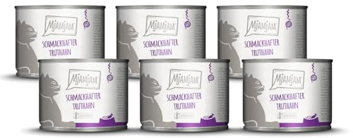 MjAMjAM - comida húmeda premium para gatos - sabroso pavo con deliciosas zanahorias, pack de 6 (6 x 200 g), sin cereales con extra de carne