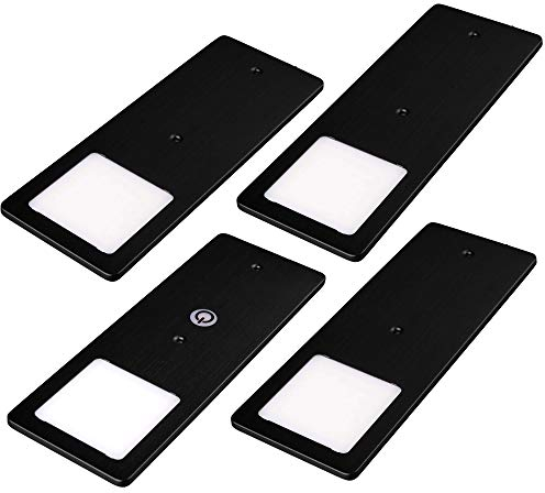 kalb | Lot de 4 spots LED encastrables noir - 5 W - Très plat - Avec fonction variateur tactile - blanc neutre