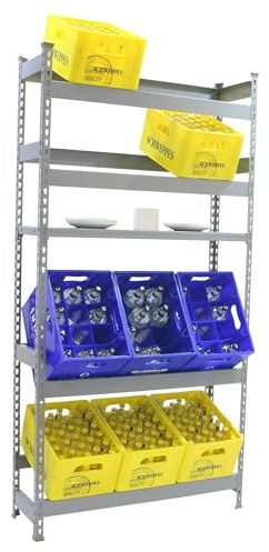 Simon Rack Estantería Cajas de Bebidas, 8 Cajas, 2000x1000x300 mm, 5 Alturas, 100 kg de Punto Flexión, Estantería para Bebidas, Gris - Simonbottle