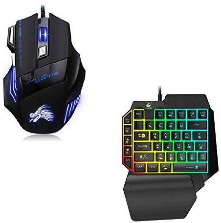 Pack Gamer pour Mac et PC (Mini Clavier Gamer + Souris Gamer avec Fil) QWERTY USB LED Gaming