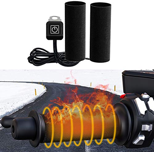 Manopole Riscaldate per Moto,12V Manopole Riscaldate Moto, Auzkong Universale Manubrio Riscaldato 12V Controllo della Temperatura Intelligente a tre Stadi Manubrio Riscaldante 1 Paio