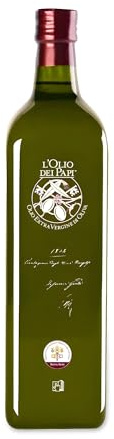 L'Olio dei Papi 100% Huile d'Olive Extra Vierge Italienne extraite à froid des oliveraies centenaires des anciennes terres des Papes 1 LT (bouteille)