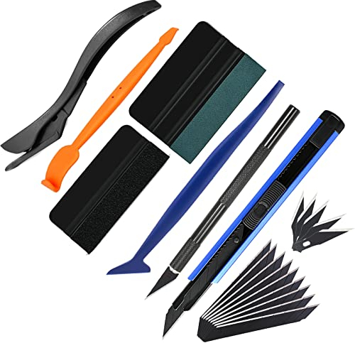 EHDIS Folierungs Werkzeug Set, Rakel Set für Tönungsfolie Auto, Möbelfolie, Fensterfolie, Küche, Folierungswerkzeug Mit Filzrakel Set, Micro Rakel und Präzisionsmesser, Cuttermesser, Ersatzklingen
