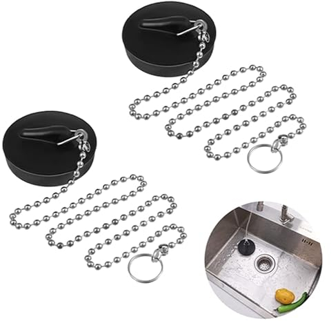 Opopark 2 Stück Abflussstopfen, Ø 42-45 mm Stöpsel für Spülbecken Waschbeckenstöpsel Badewannenstöpsel Stöpsel Kette für Waschbecken Spülbecken Küchenspüle