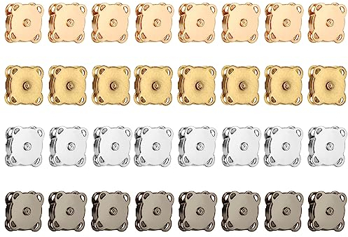 Sinofort 32 Sets Magnetverschluss Taschen 14mm Magnetknöpfe zum Annähen 4 Farbig Magnete zum Einnähen Magnetknöpfe Ohne Nähen Magnetische Knöpfe für Taschen Nähen Handwerk Kleidung