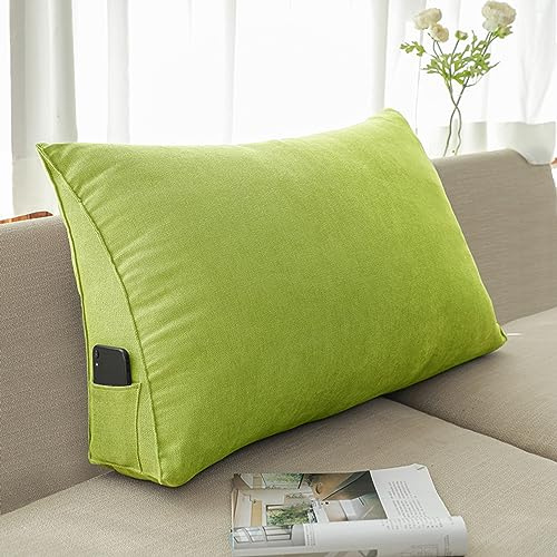 XIEMINLE Lendenkissen, Keilbettkissen, Rückenstützkissen, dreieckiges Ruhe-Lesekissen mit Reißverschluss, Kopfteil Rückenlehne, Kissen, Bett, Rückenkissen für Sofa, Büro, 80 x 20 x 50 cm, Grün