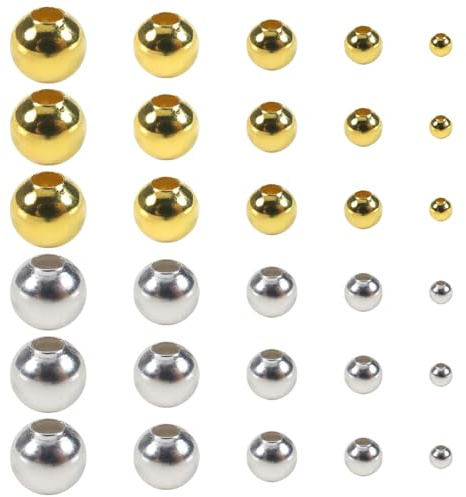 TOAOB 2700 Pezzi Perline a Crimpare per Braccialetti Perline Distanziatrici in Metallo Rotondo Piccolo Crimp Beads 2 mm a 6 mm per Collane Bigiotteria Fai Da Te Chiusura Creazione di Gioielli