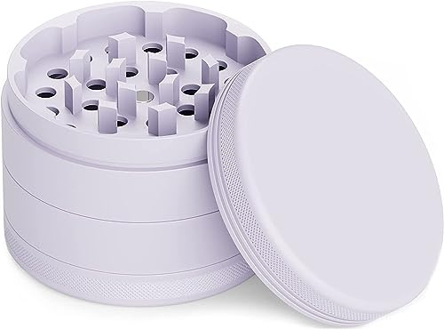 Movaleaf Ceramic Grinder/Crusher, Non-Stick Herb Mill 63mm Purple | Non-Stick, 4-Piece, Nano Ceramic Coated Herb Mill, Diameter 63 mm, Includes Carry bag,Scraper and brush. (Purple)