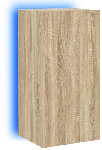 vidaXL Väggmonterad tv-bänk LED sonoma-ek 40,5x35x80 cm, väggenhet, väggmonterad TV-enhet, väggmonterat skåp, TV-väggenhet, hängskåp, väggförråd