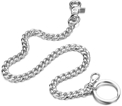BOSHIYA Schlüsselkette Hosenkette Herren Edelstahl 44cm Lang Geldbörse Kette Schlüsselanhänger Kette mit Karabiner und Schlüsselring für Geldbörse Portemonnaie Schlüssel