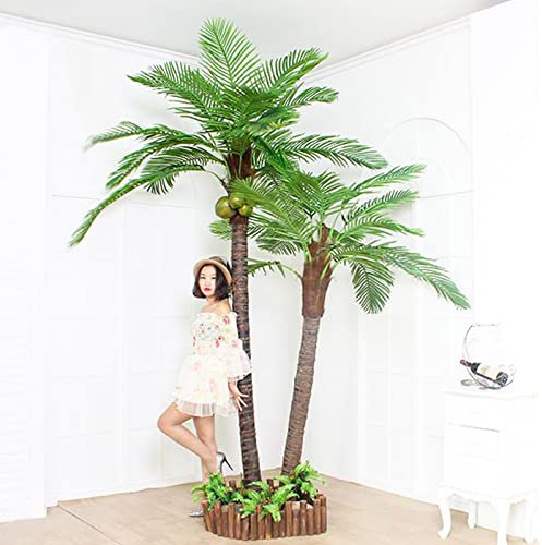 Palmen-Dekor, künstliche Palmen für den Außenbereich, Tropische Palme, künstlicher Pflanzenbaum mit Standstamm, künstliche Palme für den Garten, 2 m + 1,8 m Dekoration Made in China